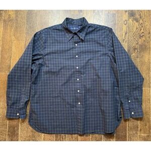 Ralph Lauren Long Sleeve Button Down Shirt Men's Size 18/46 XXL Blue Green Plaid